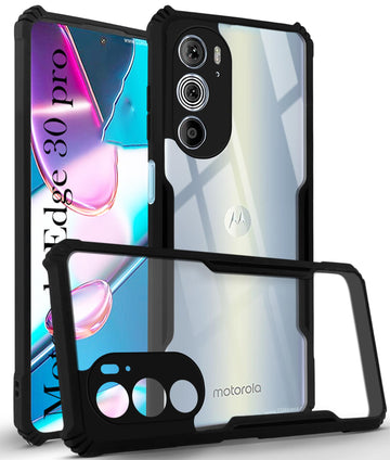 For Motorola Moto Edge 30 Pro Back Cover Case (Shockproof with Polycarbonate Clear Panel)