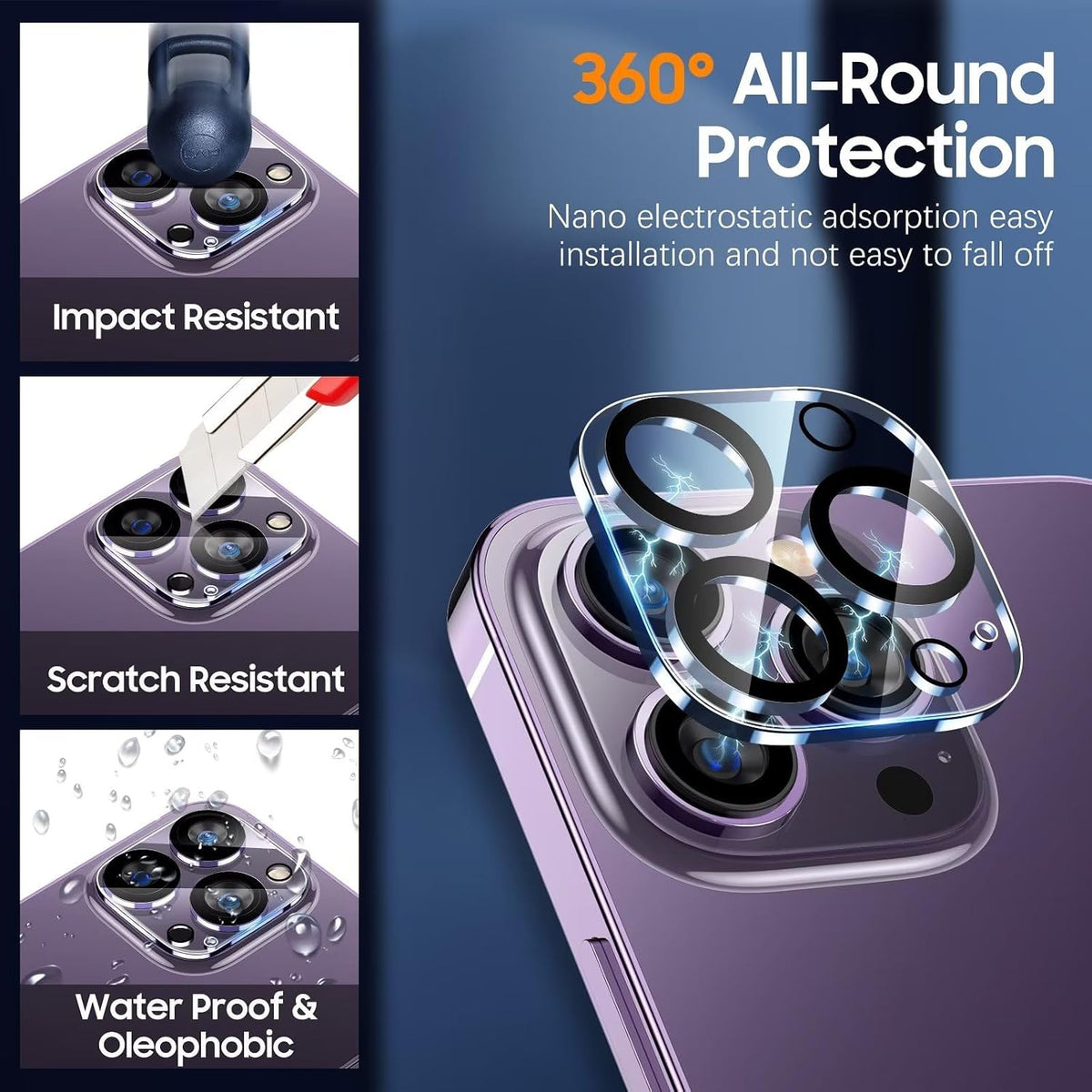 Crystal Clear Camera Lens Protector for iPhone 13 Pro  – Sapphire 9H+ Glass, Anti-Scratch, Anti-Drop & Case Friendly
