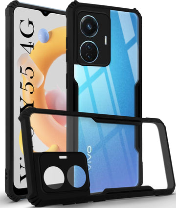 For Vivo Y55 4G Back Cover Case (Shockproof with Polycarbonate Clear Panel)