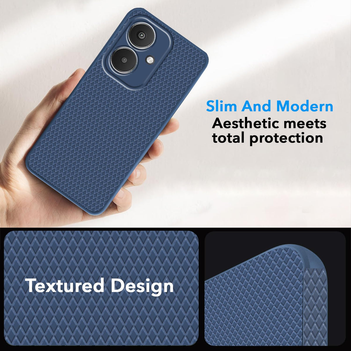 For Redmi 13C 5G Back Cover Case (Liquid Silicone | Side Grip | Camera Protection)