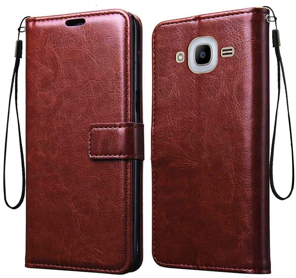 For Samsung Galaxy J2 Pro Flip Case Cover Leather Inner TPU Foldable  Stand Wallet Card Slots Vintage Flip Case Cover for Samsung Galaxy J2 Pro 