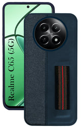 For Realme C65 5G Back Cover Case (Professional PU Leather | Strip Chain Holder Socket)