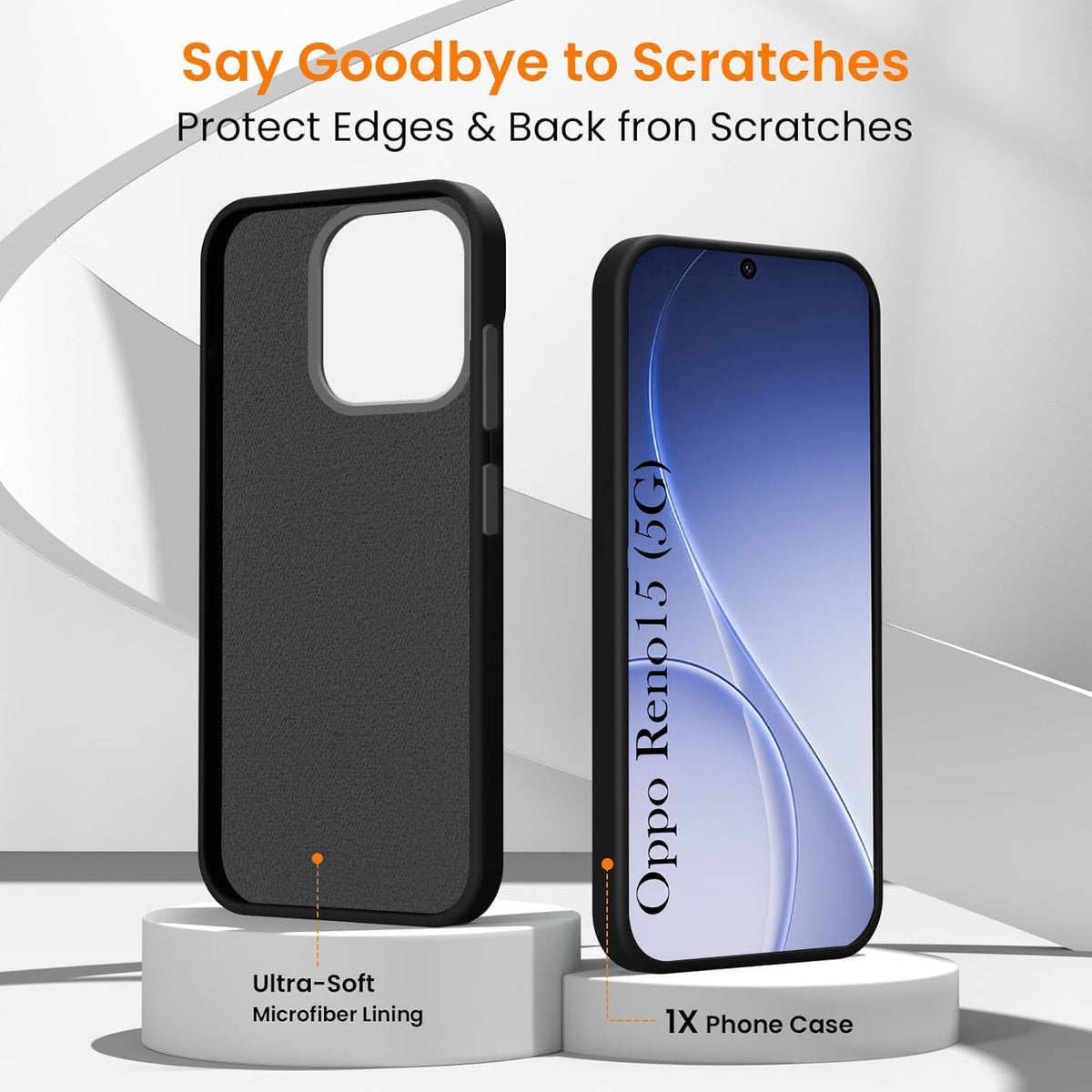 For Oppo Reno15 5G | Oppo Reno 15 5G Back Cover Case Rubberised (Textured Grip Design| Micro-Fiber Cloth Inside | Slim and Light Weight | Soft Touch and Feel)