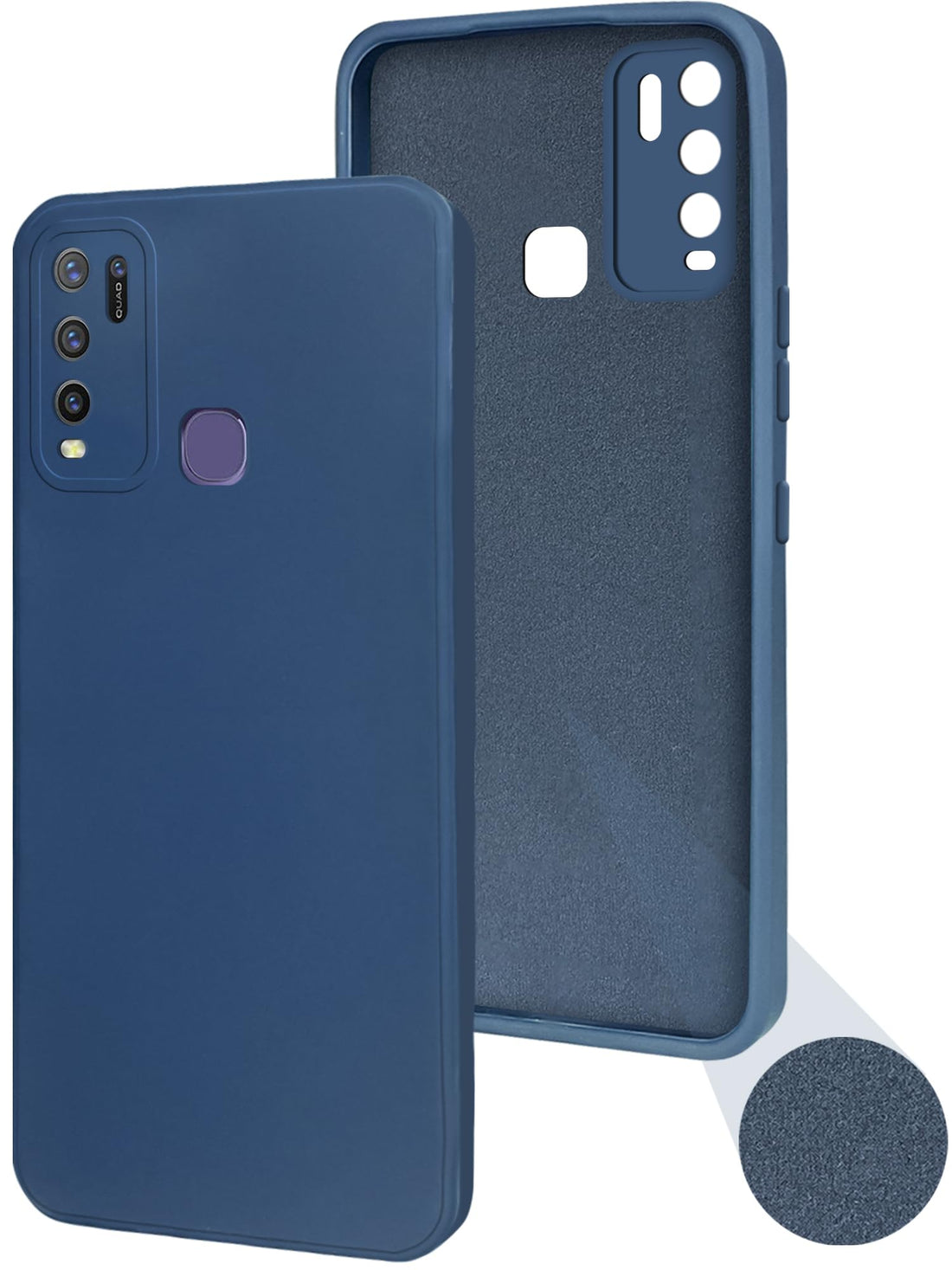 For Vivo Y30 Back Cover Case ( Matte Finish Silicone with Inside Fiber cloth)