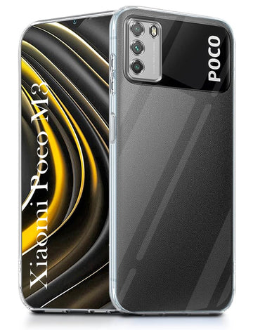 For Xiaomi Poco M3 Back Cover ( Silicone Clear Shockproof Case with Camera Protection | Soft and Flexible | Transparent)