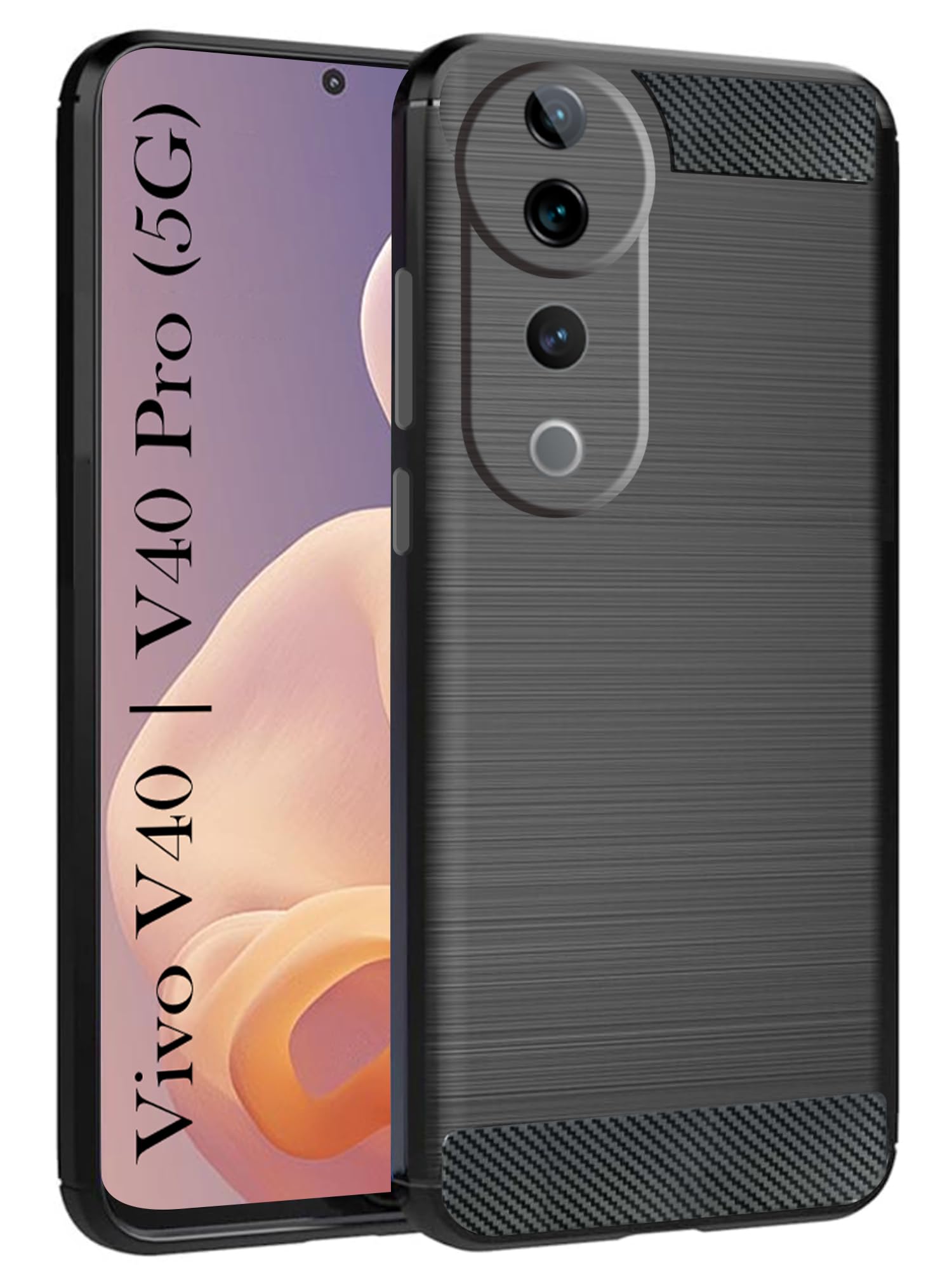 For Vivo V40 | Vivo V40 Pro 5G Back Cover Case (Hybrid Armor Case | Carbon Fiber Shockproof | Soft and Flexible)