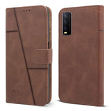 For Vivo Y20 | Y20i Flip Cover Case (Stitched Leather Finish | Magnetic Closure | Inner TPU | Foldable Stand | Wallet Card Slots)