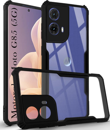 For Motorola Moto G85 5G Back Cover Case (Shockproof with Polycarbonate Clear Panel)