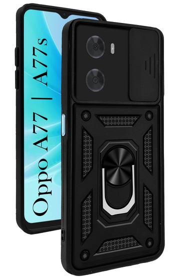 For Oppo A77 4G | Oppo A77s  Back Cover Case (Hybrid Dual Armor Polycarbonate | Carbon Black)