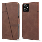 for Motorola Moto G54 (Stitched Leather with Magnetic Closure | Black)
