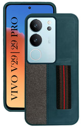For Vivo V29 | Vivo V29 Pro 5G Back Cover Case (Professional PU Leather | Strip Chain Holder Socket)