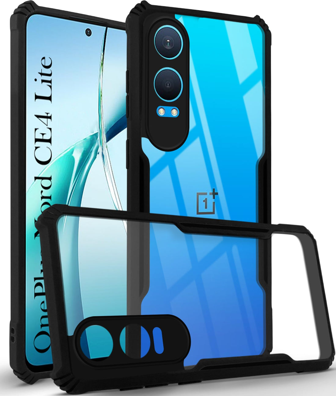 For OnePlus Nord CE 4 Lite Back Cover Case (Shockproof with Polycarbonate Clear Panel)