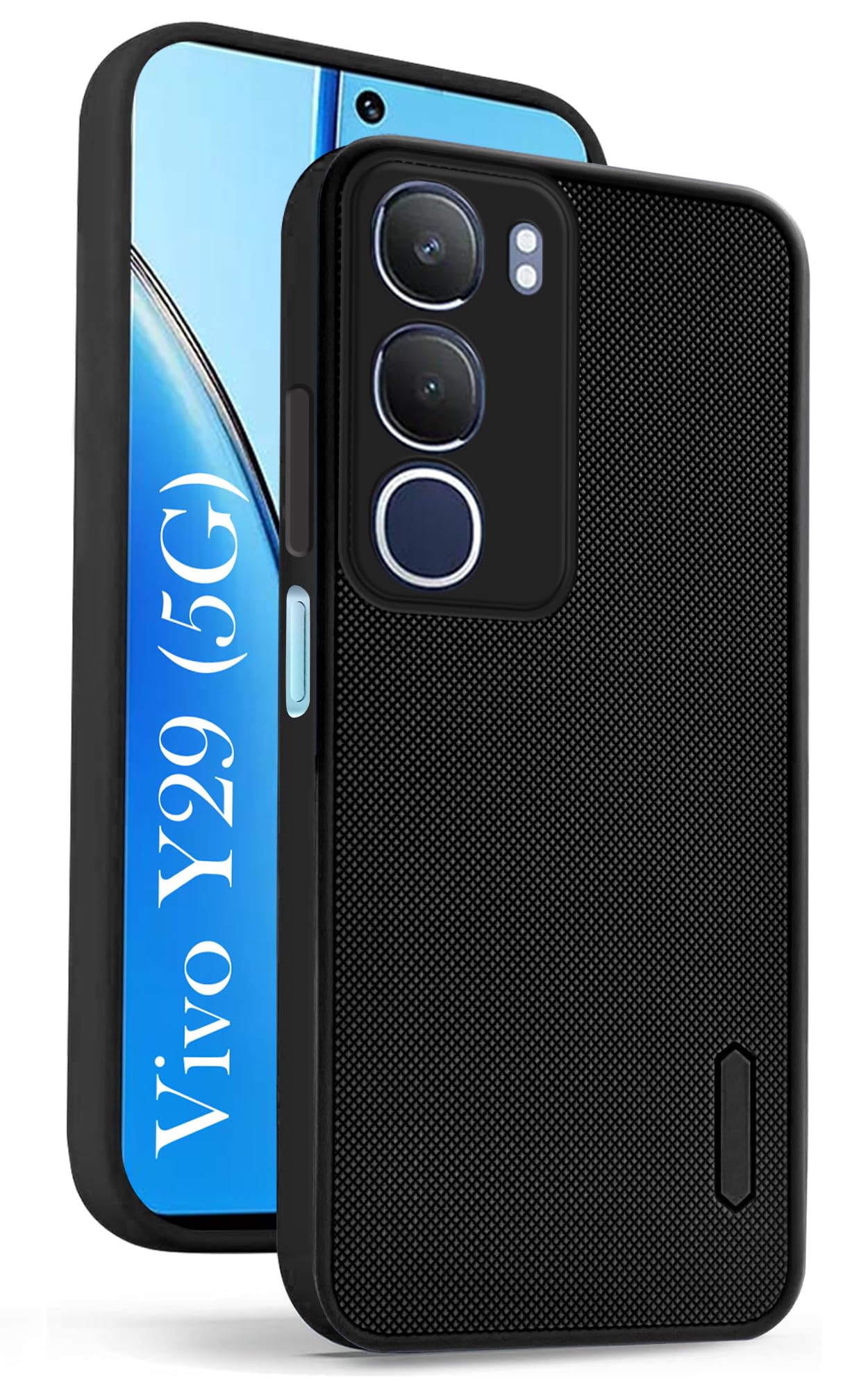 For Vivo Y29 Back Cover Case (Textured Grip Design | Micro-Fiber Cloth Inside | Slim and Light Weight | Soft Touch and Feel | Black)