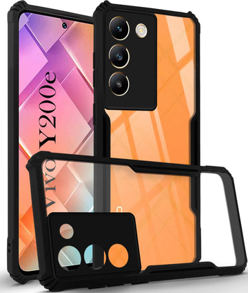 For Vivo Y200e Back Cover Case (Shockproof with Polycarbonate Clear Panel)