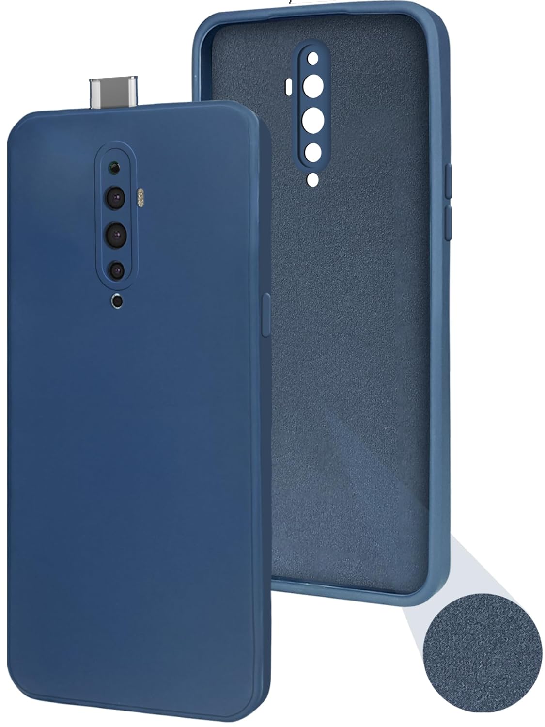 For Oppo Reno2 Z Reno 2Z Reno 2F F Back Cover Case (Matte Finish Silicone with Inside Fiber Cloth) Smooth Blue