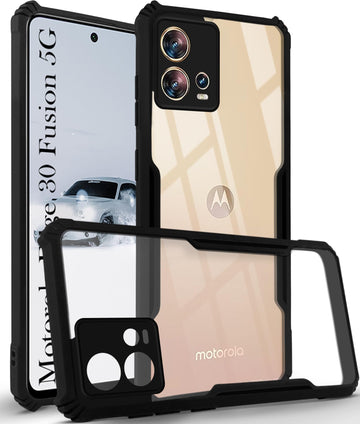For Motorola Moto Edge 30 Fusion Back Cover Case (Shockproof with Polycarbonate Clear Panel)