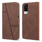 For Vivo Y53s 4G Flip Cover Case (Stitched Leather Finish | Magnetic Closure | Inner TPU | Foldable Stand | Wallet Card Slots | Blue)