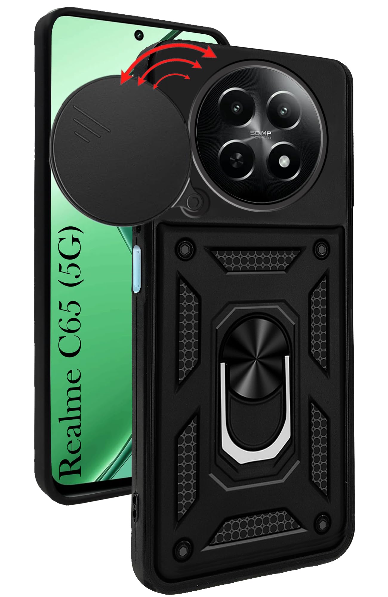 For Realme C65 5G Back Cover Case (Hybrid Dual Armor Polycarbonate)