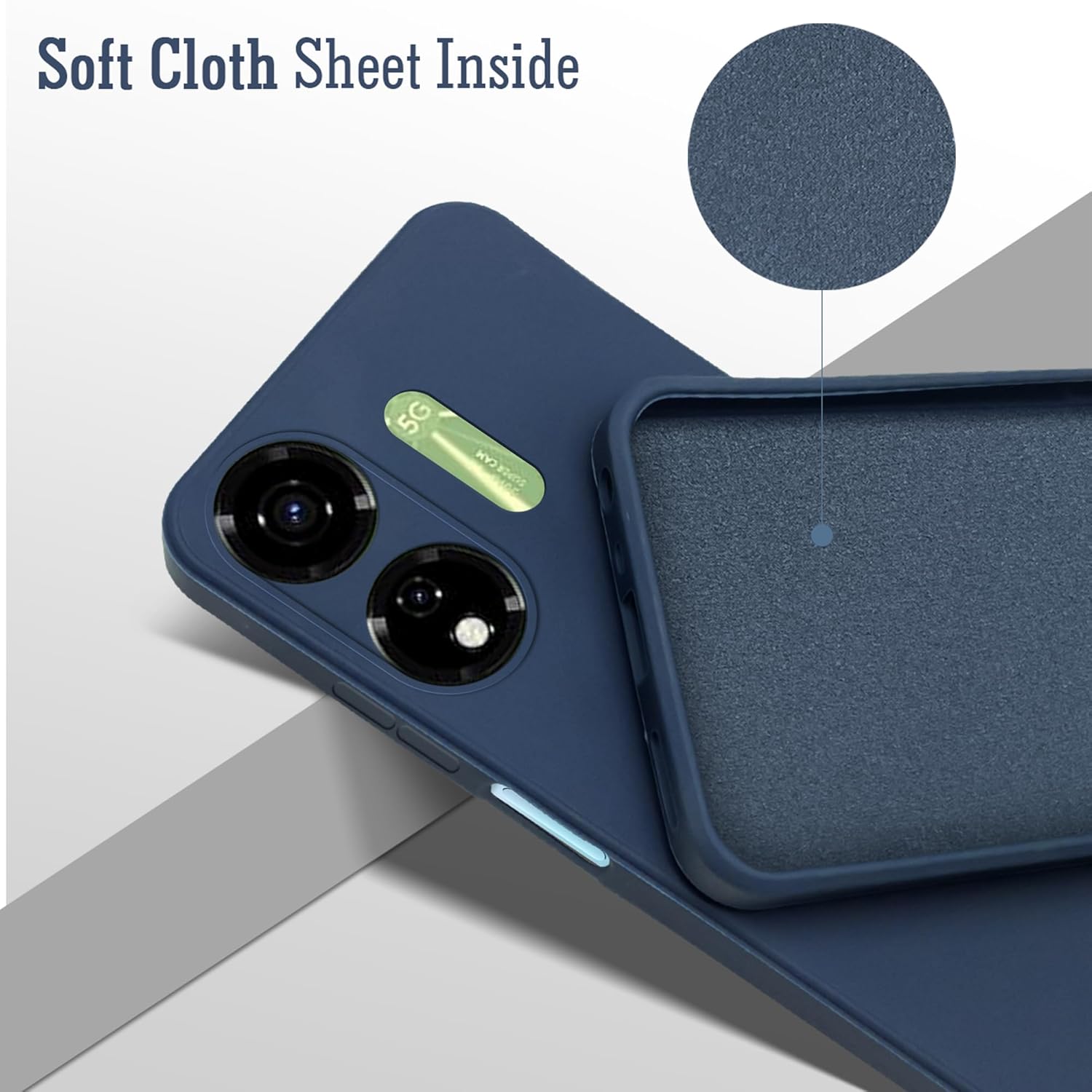 For Itel P55 Back Cover Case (Matte Finish Silicone with Inside Fiber Cloth)