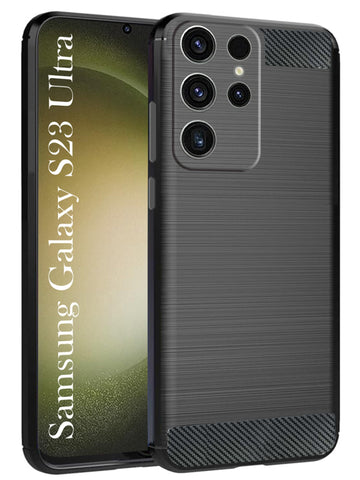 For Samsung Galaxy S23 Ultra Back Case Cover (Armor Case | Carbon Fiber | Soft | Flexible)