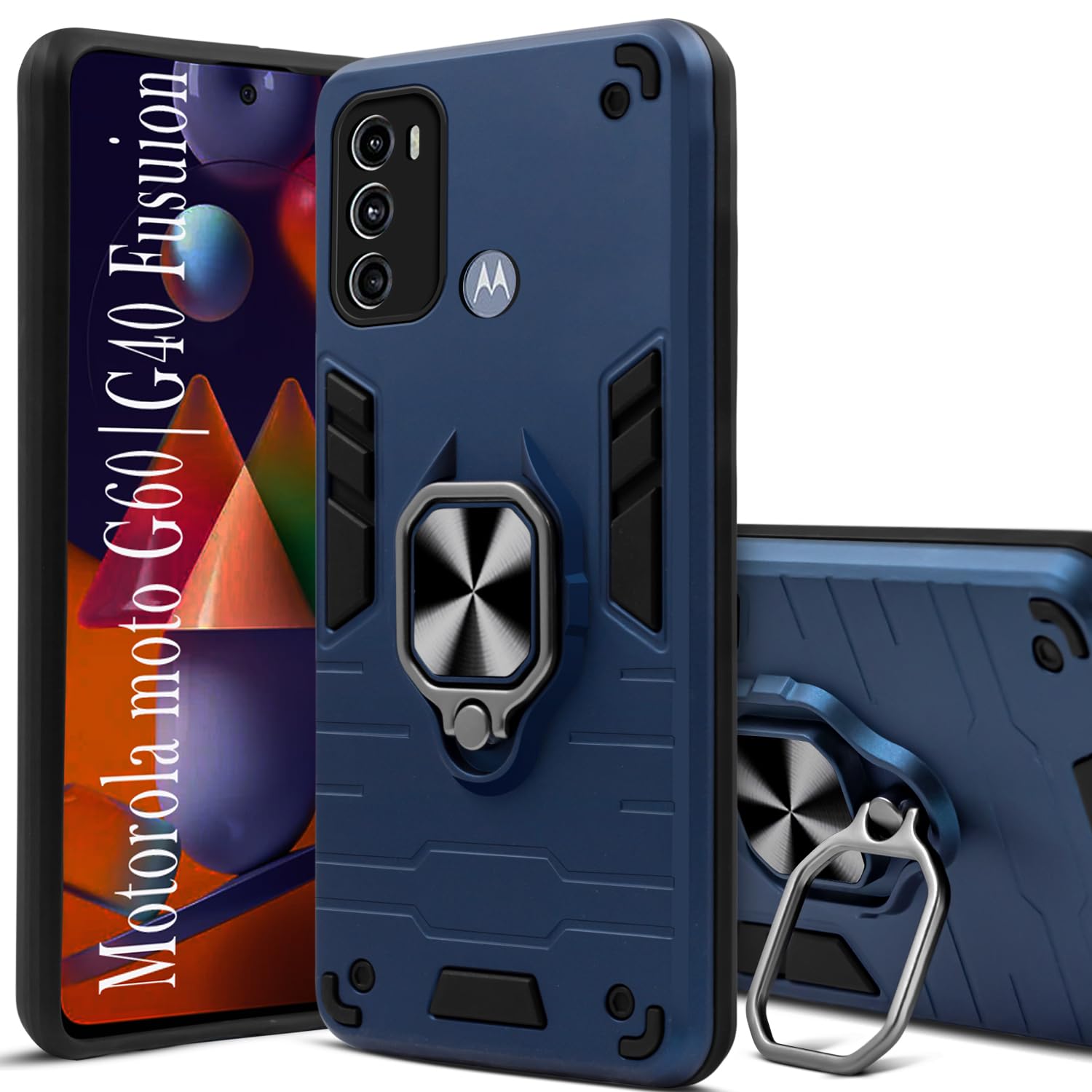 For Moto G40 Fusion | G60 Back Cover Case (Shockproof Polycarbonate Dual Layer Hybrid Armor | Robust Black)