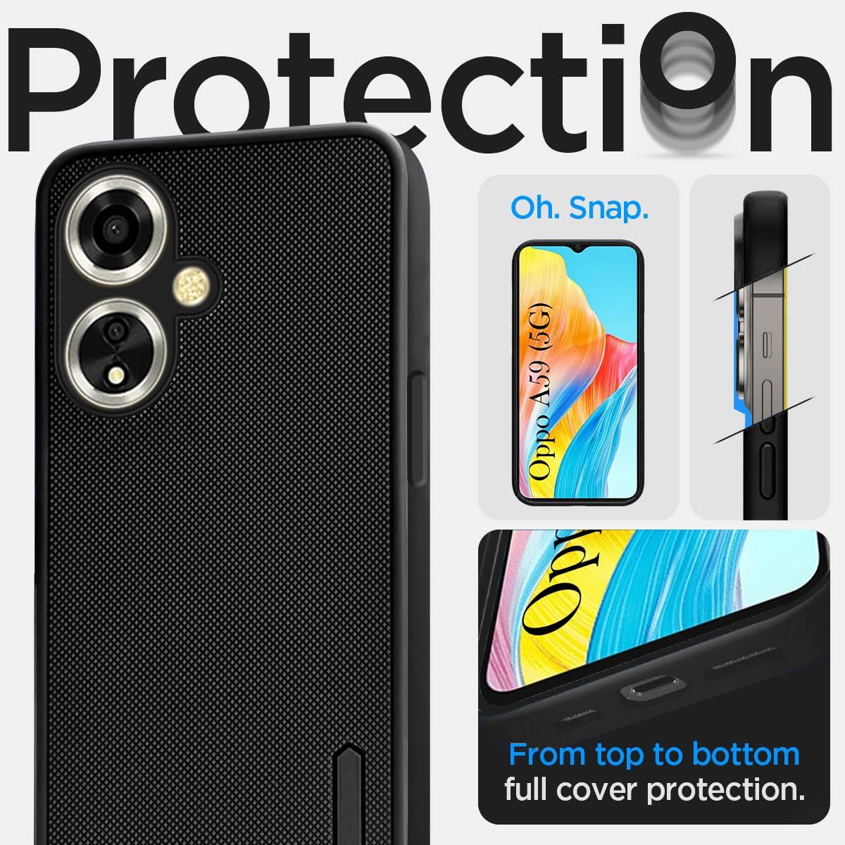 For Oppo A59 5G Back Cover Case Rubberised (Textured Grip Design| Micro-Fiber Cloth Inside | Slim and Light Weight | Soft Touch and Feel)