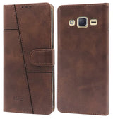 For Samsung Galaxy J2 2015 Flip Cover Case (Stitched Leather with Magnetic Closure)