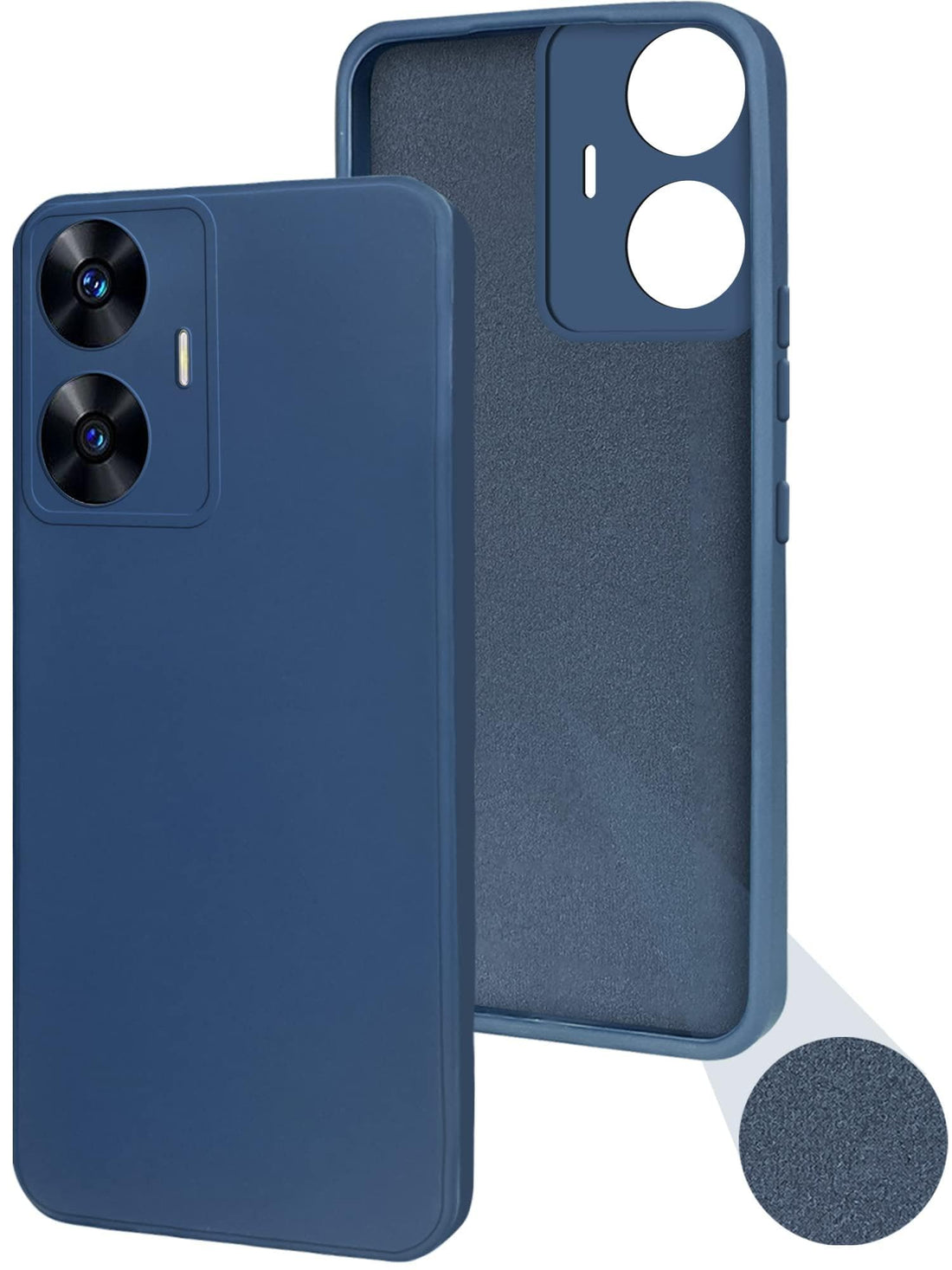 For Realme C55 Back Cover Case (Matte Silicone with Inside Fiber Cloth |Black)