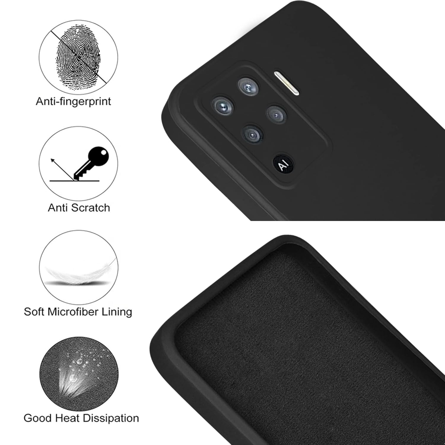 For Oppo Reno5 Lite | Reno 5 Lite Back Cover Case (Matte Finish Silicone with Inside Fiber Cloth)