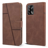 For Oppo F19 | F19s Flip Cover Case (Stitched Leather Finish | Magnetic Closure | Inner TPU | Foldable Stand | Wallet Card Slots)