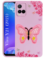 For Vivo Y21 2021 Back Cover Case (Soft Butterfly Embroidery | Women Teen Girls | Camera Protection| Matte Silicone)