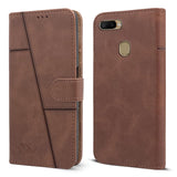 For Oppo A7 Flip Cover Case (Stitched Leather Finish | Magnetic Closure | Inner TPU | Foldable Stand | Wallet Card Slots)
