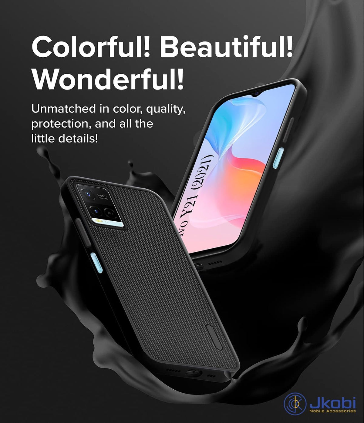 For Vivo Y21 2021  Back Cover Case Rubberised (Textured Grip Design| Micro-Fiber Cloth Inside | Slim and Light Weight | Soft Touch and Feel)