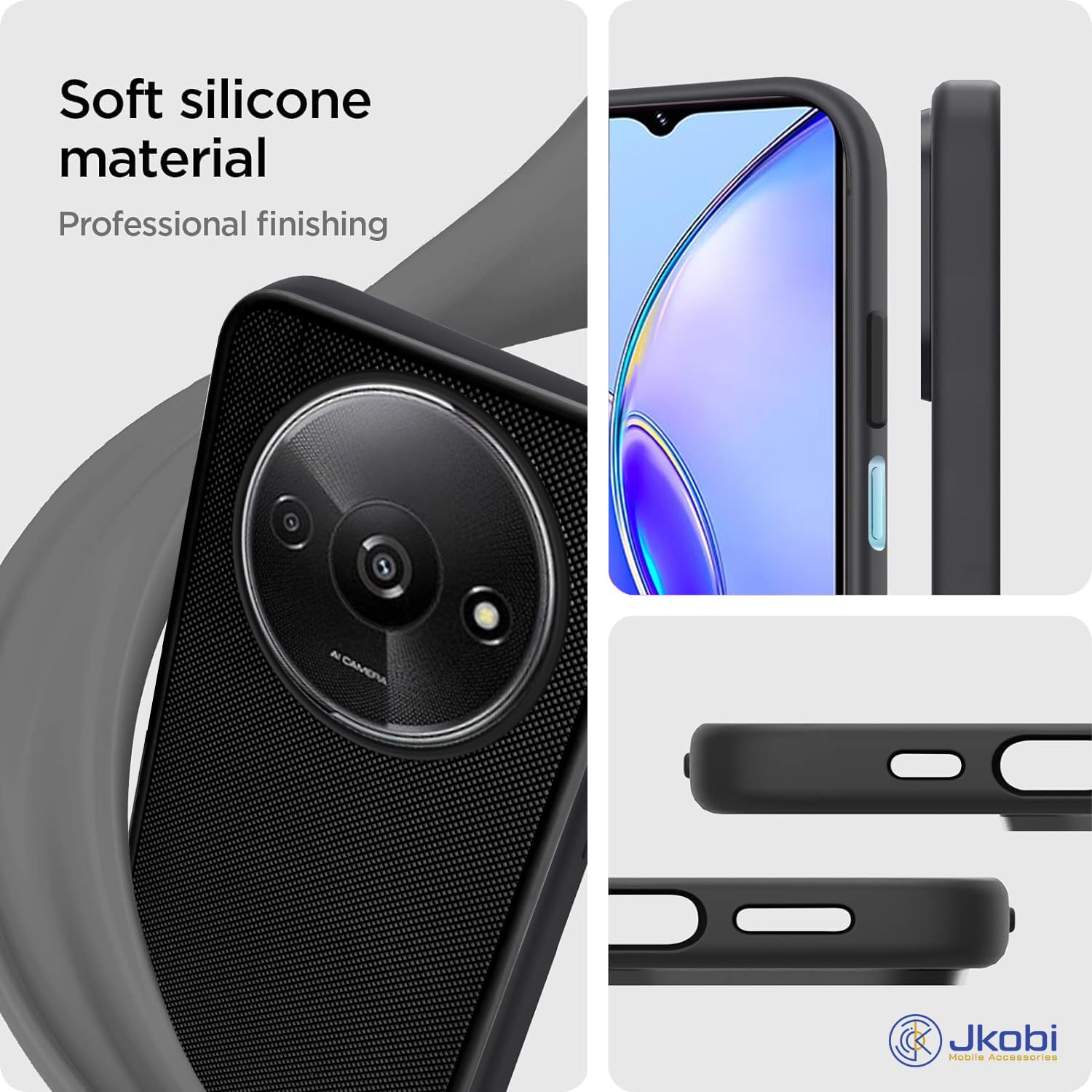 For Xiaomi Redmi A3 2024 | Xiaomi Redmi A3x Back Cover Case Rubberised (Textured Grip Design| Micro-Fiber Cloth Inside | Slim and Light Weight | Soft Touch and Feel)