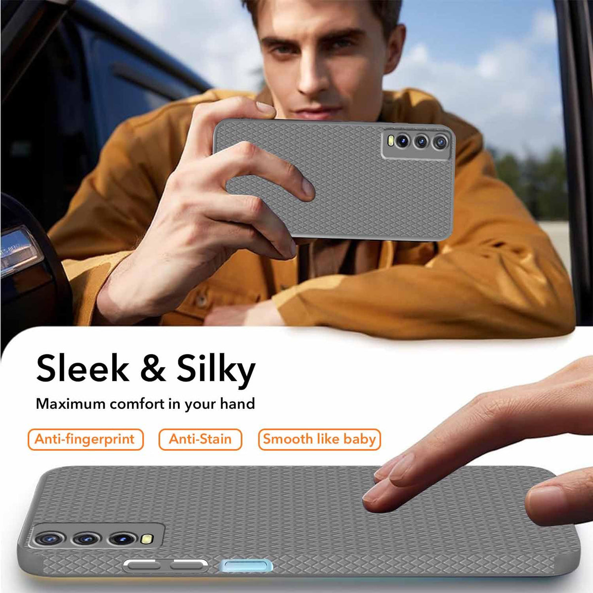 For Vivo Y20 | Y20i Back Cover Case (Liquid Silicone | Side Grip | Camera Protection) (Copy)