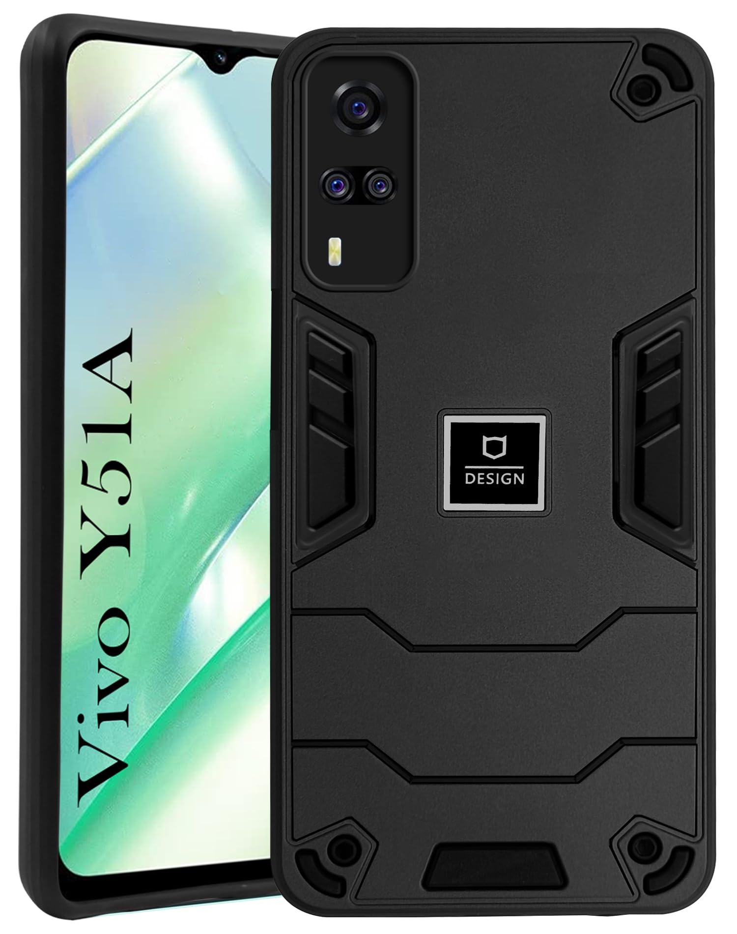 For Vivo Y51A Back Cover Case (Lightweight Hybrid Shockproof Polycarbonate)