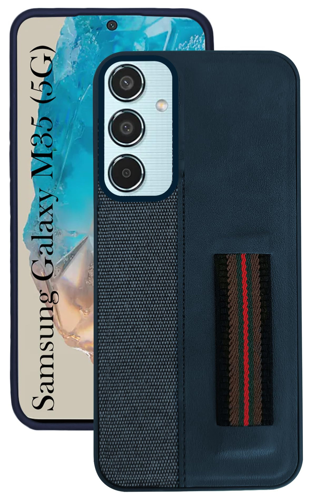 For Samsung Galaxy M35 5G  Back Cover Case ( Professional PU Leather | Strip Chain Holder Socket)