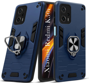 For Xiaomi Redmi K50i Back Cover Case (Dual Layer Hybrid | Ring Holder & Kickstand | 360 Degree Shockproof Protection)