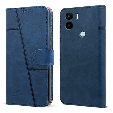 For Xiaomi Redmi A1 Plus | A2 Plus Flip Cover Case (Stitched Leather Finish | Inner TPU | Foldable Stand | Wallet Card Slots)