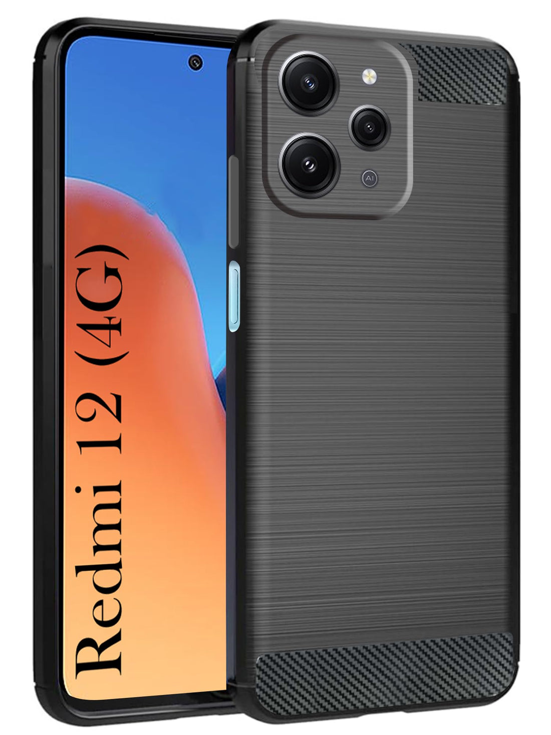 For Xiaomi Redmi 12 4G Back Cover Case (Hybrid Armor Case | Carbon Fiber Shockproof | Soft and Flexible)