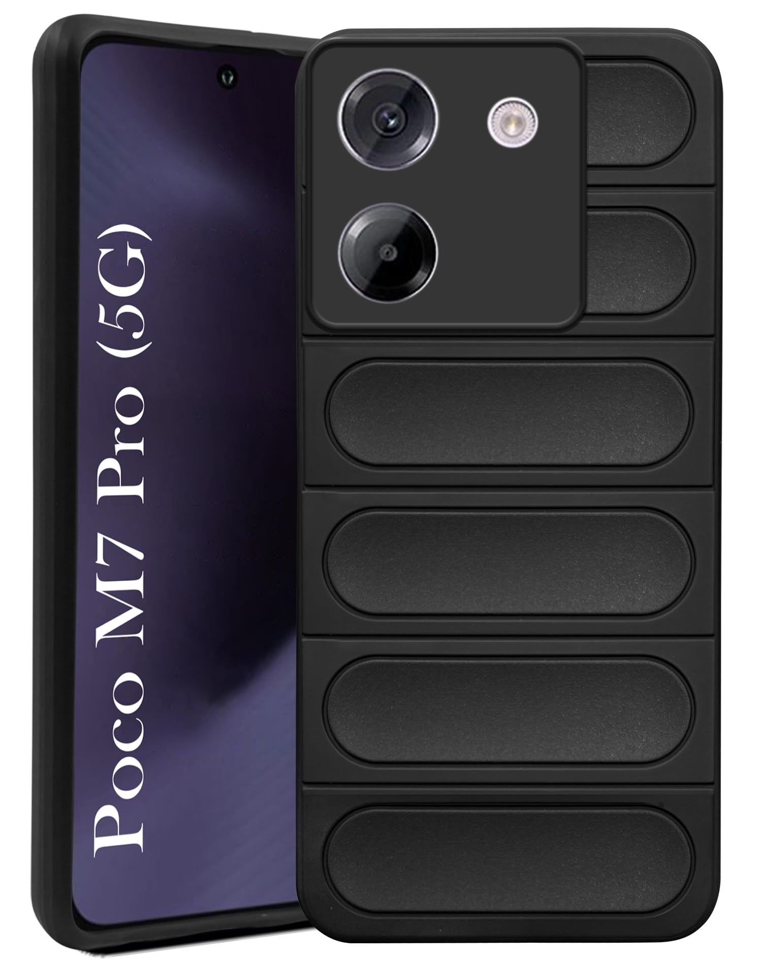 For Poco M7 pro 5G Back Cover Case (Matte Liquid Silicone | Professional Design | Camera Protection | Wave Black)