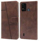 For Itel Vision 2s Flip Cover Case (Stitched Leather Finish | Magnetic Closure | Inner TPU | Foldable Stand | Wallet Card Slots)