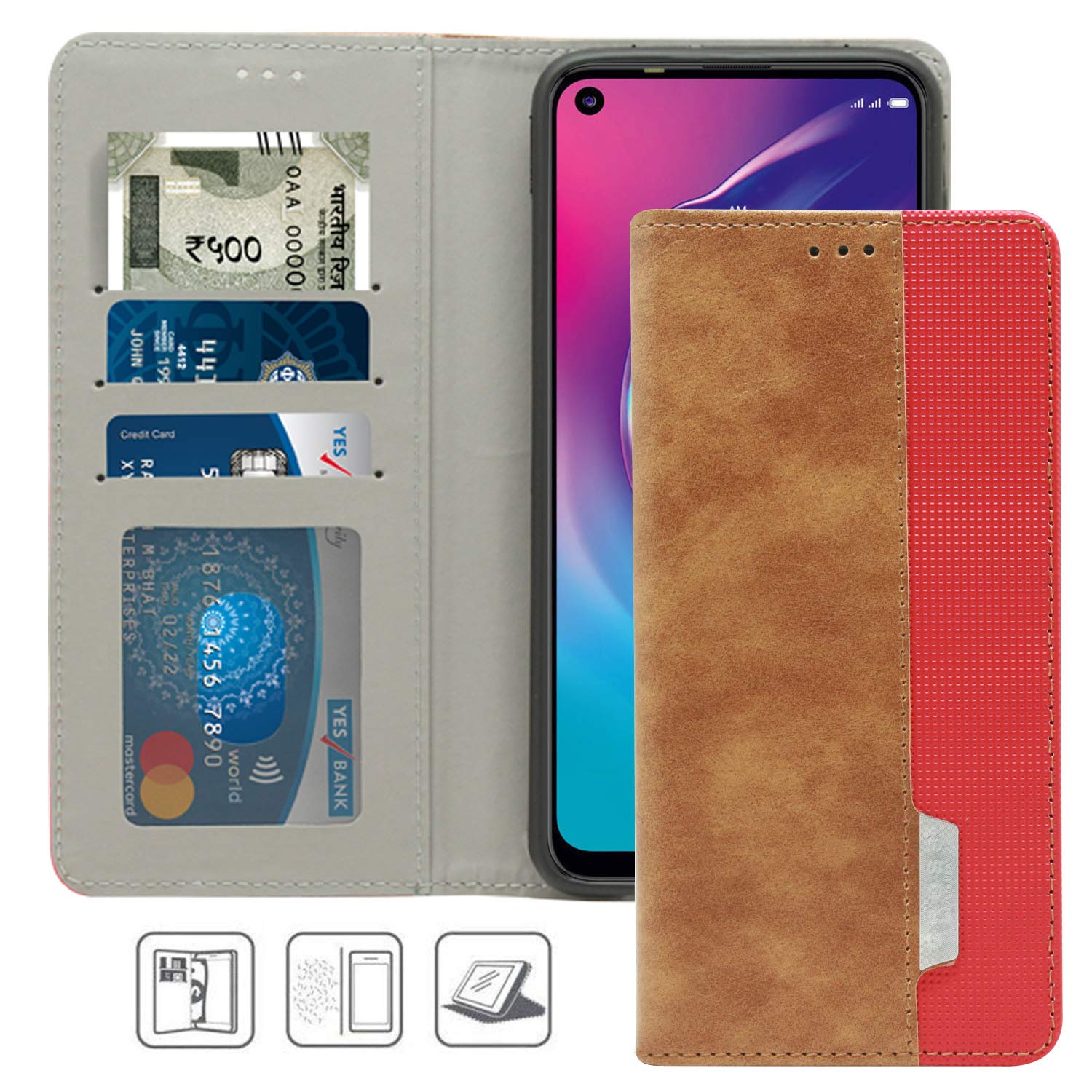 For Tecno Camon 15 Elegant Series Leather-Fiber Flip Case Cover