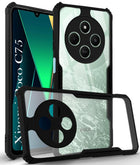 For POCO C75 | Poco M7 Back Cover Case( Shockproof with Polycarbonate Clear Panel | Professional Black)