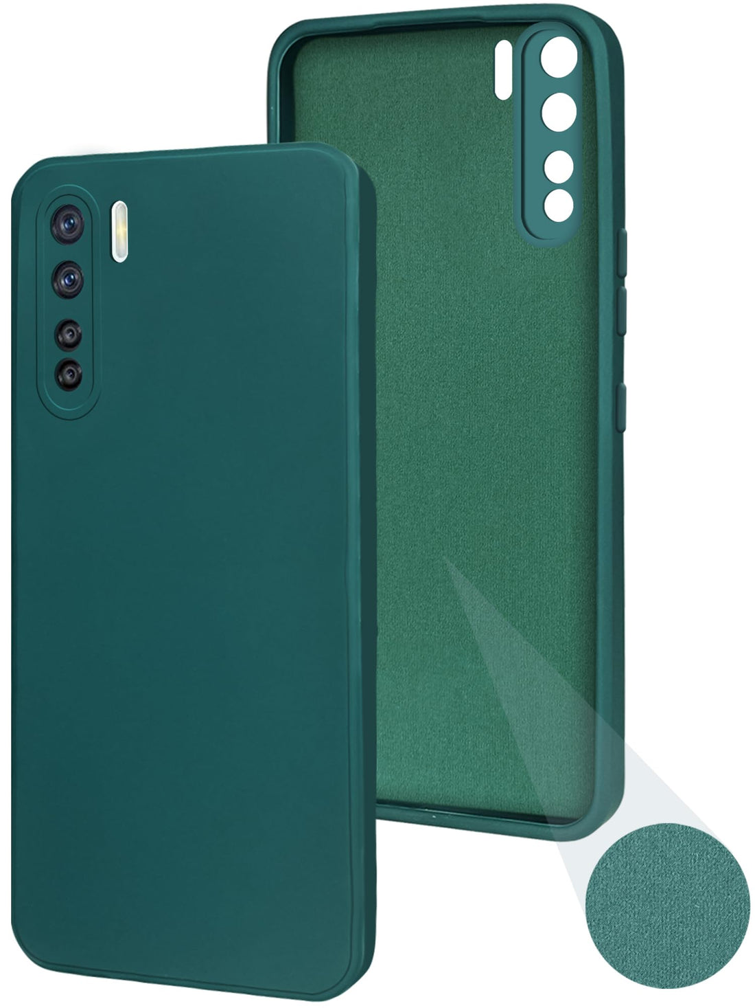 For Oppo F15 Back Cover Case ( Matte Finish Silicone with Inside Fiber cloth)