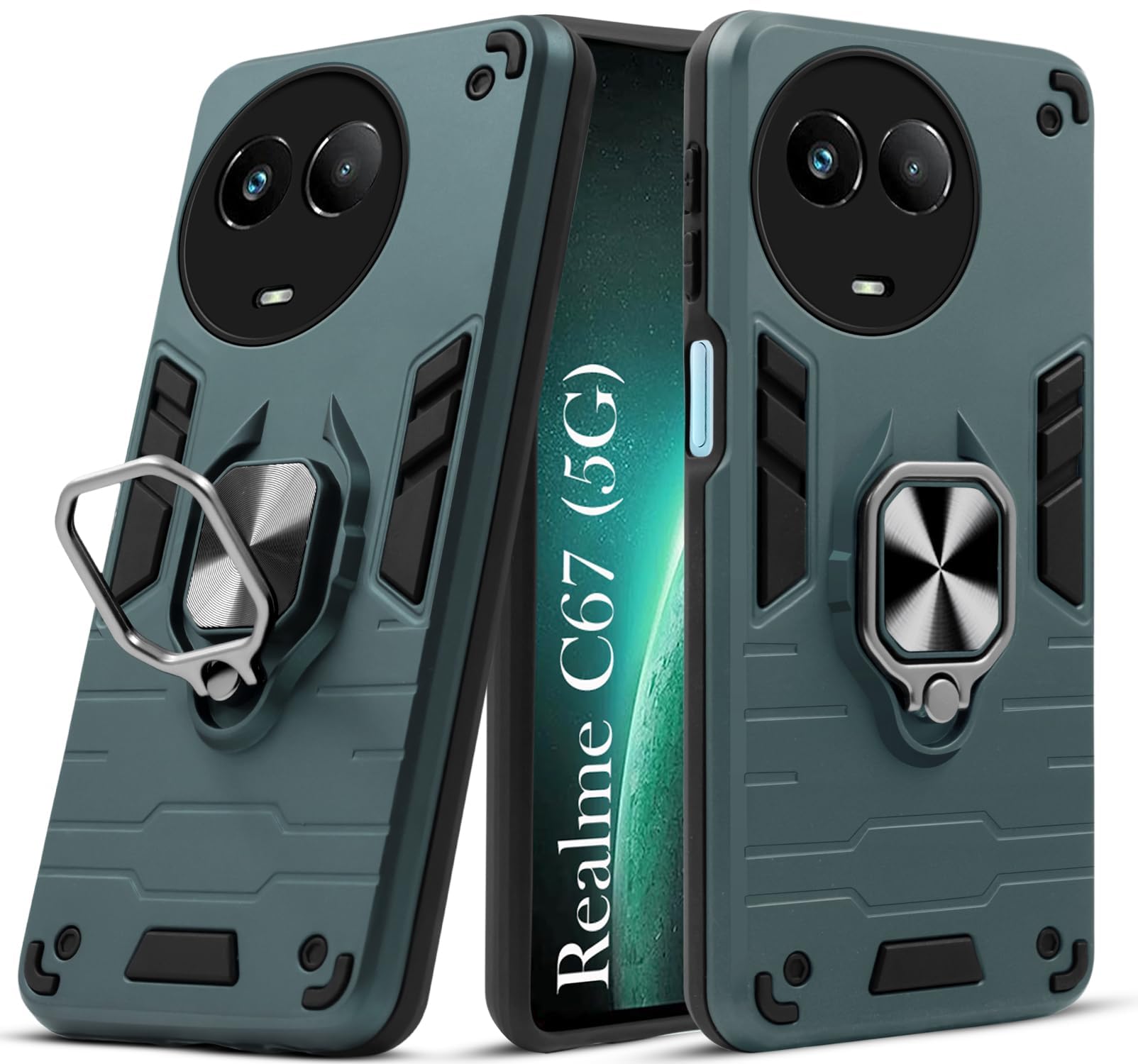 For Realme C67 Back Cover Case (Shockproof Polycarbonate Dual Layer Hybrid Armor)