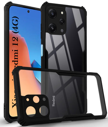 For Xiaomi Redmi 12 Back Cover Case (Shockproof with Polycarbonate Clear Panel)