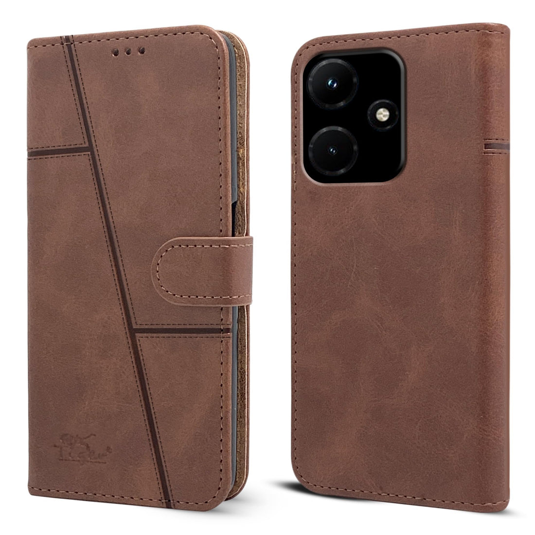 For Infinix Hot 30i Flip Cover Case ( Stitched Leather with Magnetic Closure)