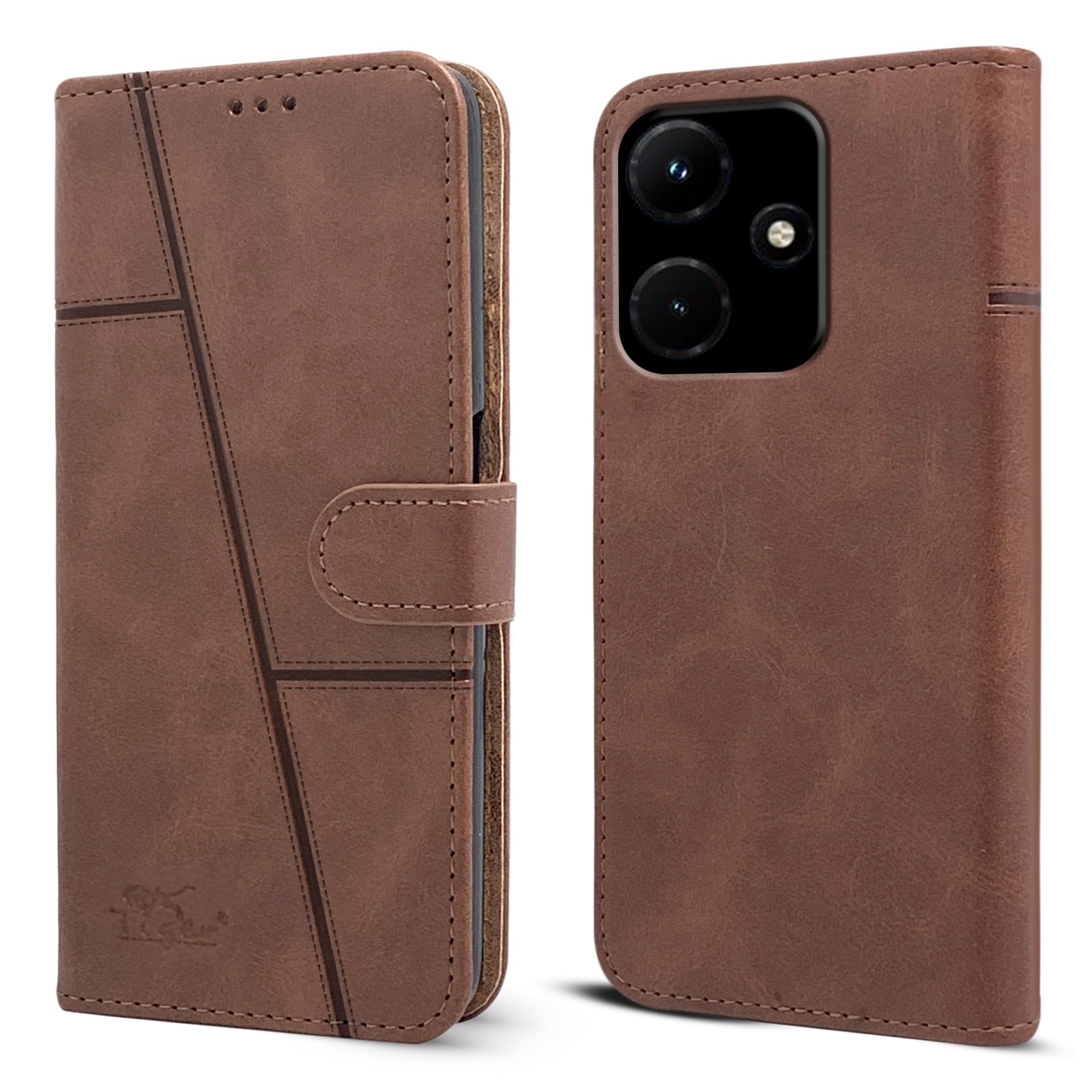 For Infinix Hot 30i Flip Cover Case ( Stitched Leather with Magnetic Closure)