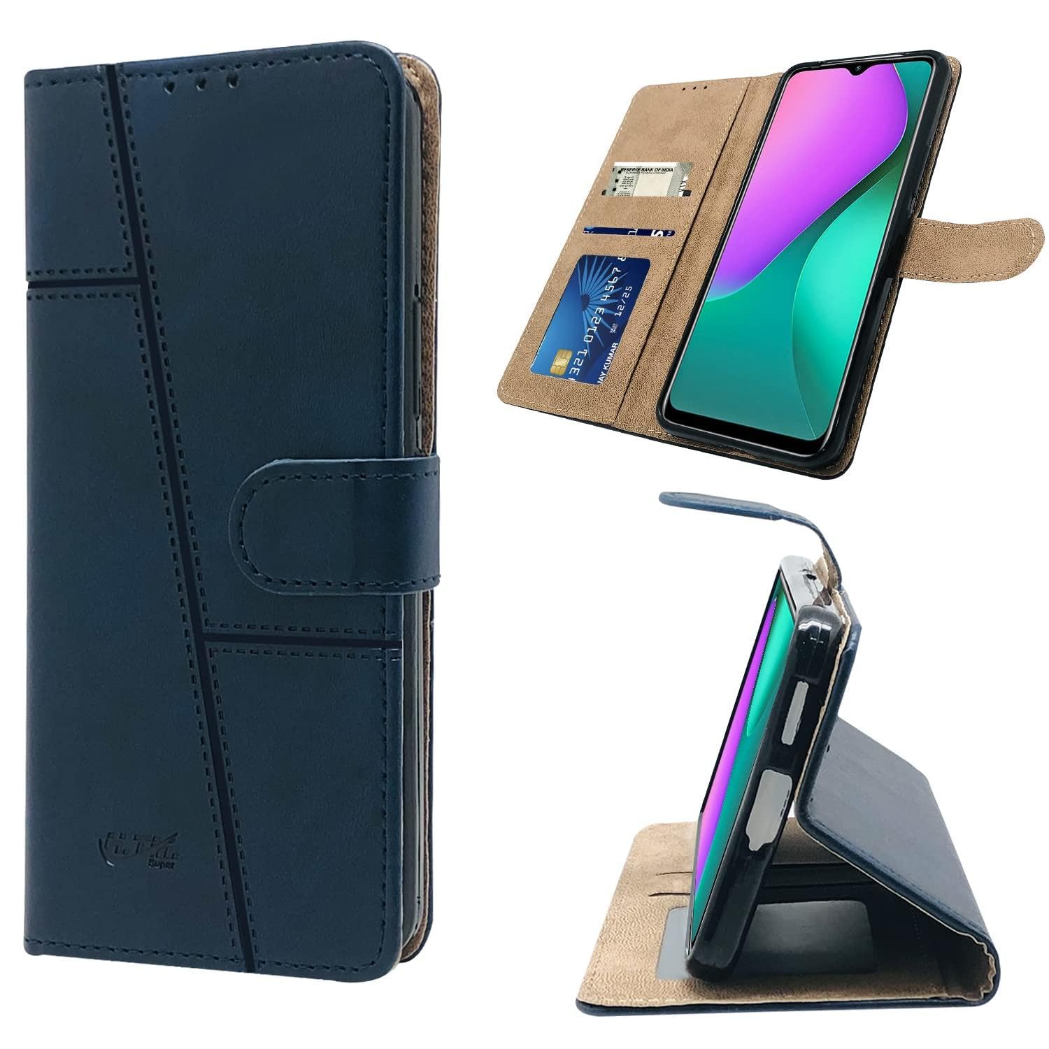 For Infinix Hot 10 Play Flip Case Cover ( Stitched Leather with Magnetic Closure)